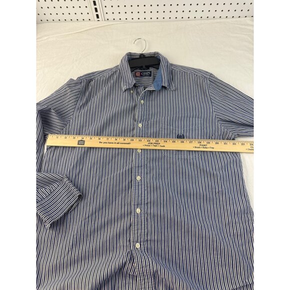 Chaps Mens Striped Button Down Shirt Large Classic Fit Easy Care Cotton Blend - Picture 7 of 7